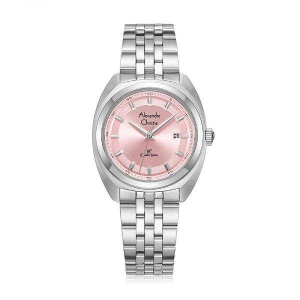 Alexandre Christie AC 8702 Silver Pink Steel Lady LDBSSLK